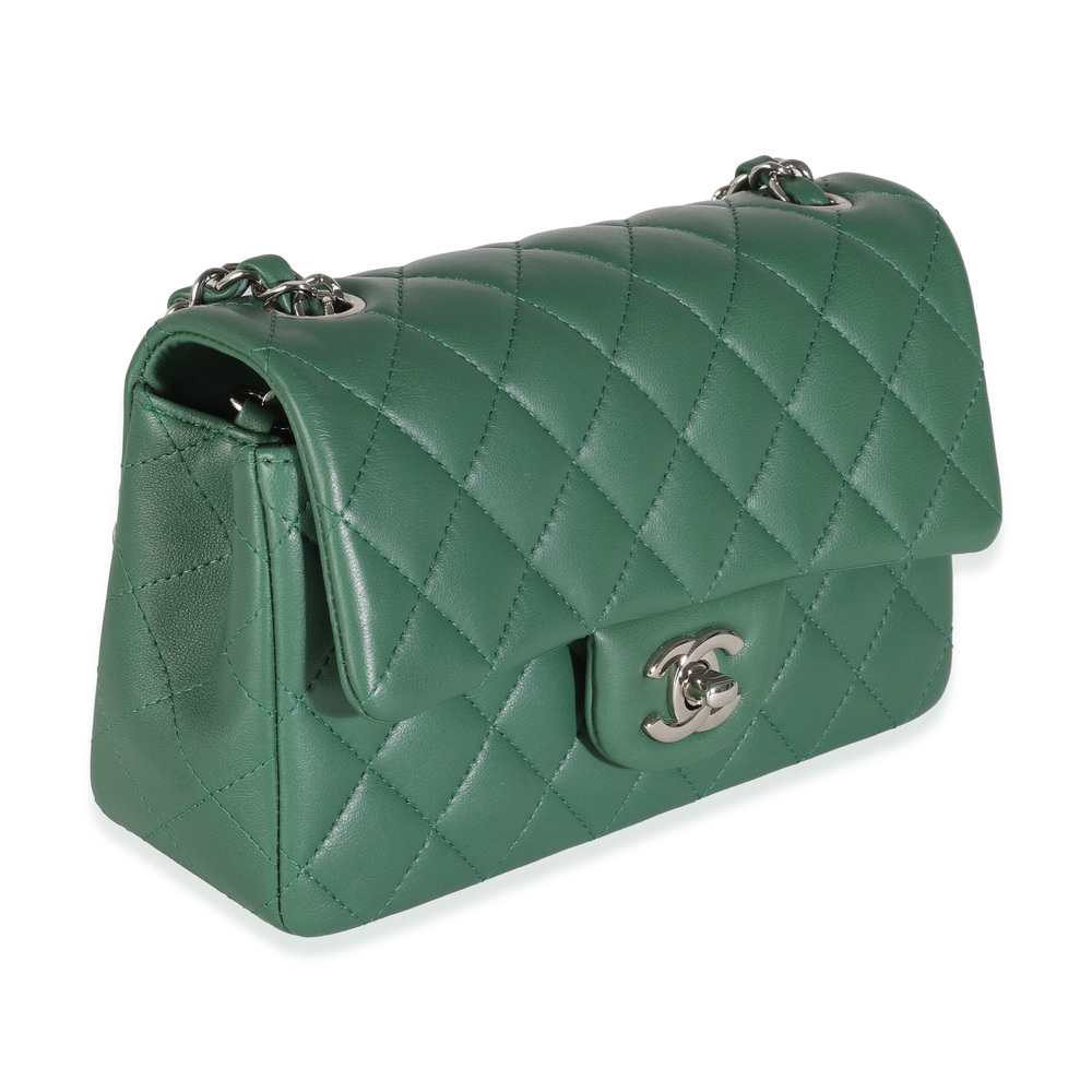 Chanel 19B Dark Green Quilted Lambskin Mini Rectangular Flap Bag - Picture 3 of 8